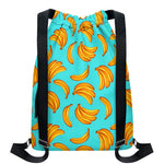 Blue Banana Pattern Print Drawstring Backpack