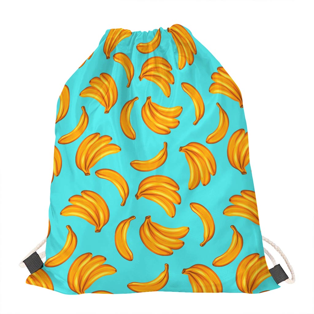 Blue Banana Pattern Print Drawstring Bag