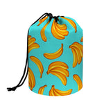 Blue Banana Pattern Print Drawstring Makeup Bag