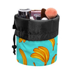 Blue Banana Pattern Print Drawstring Makeup Bag