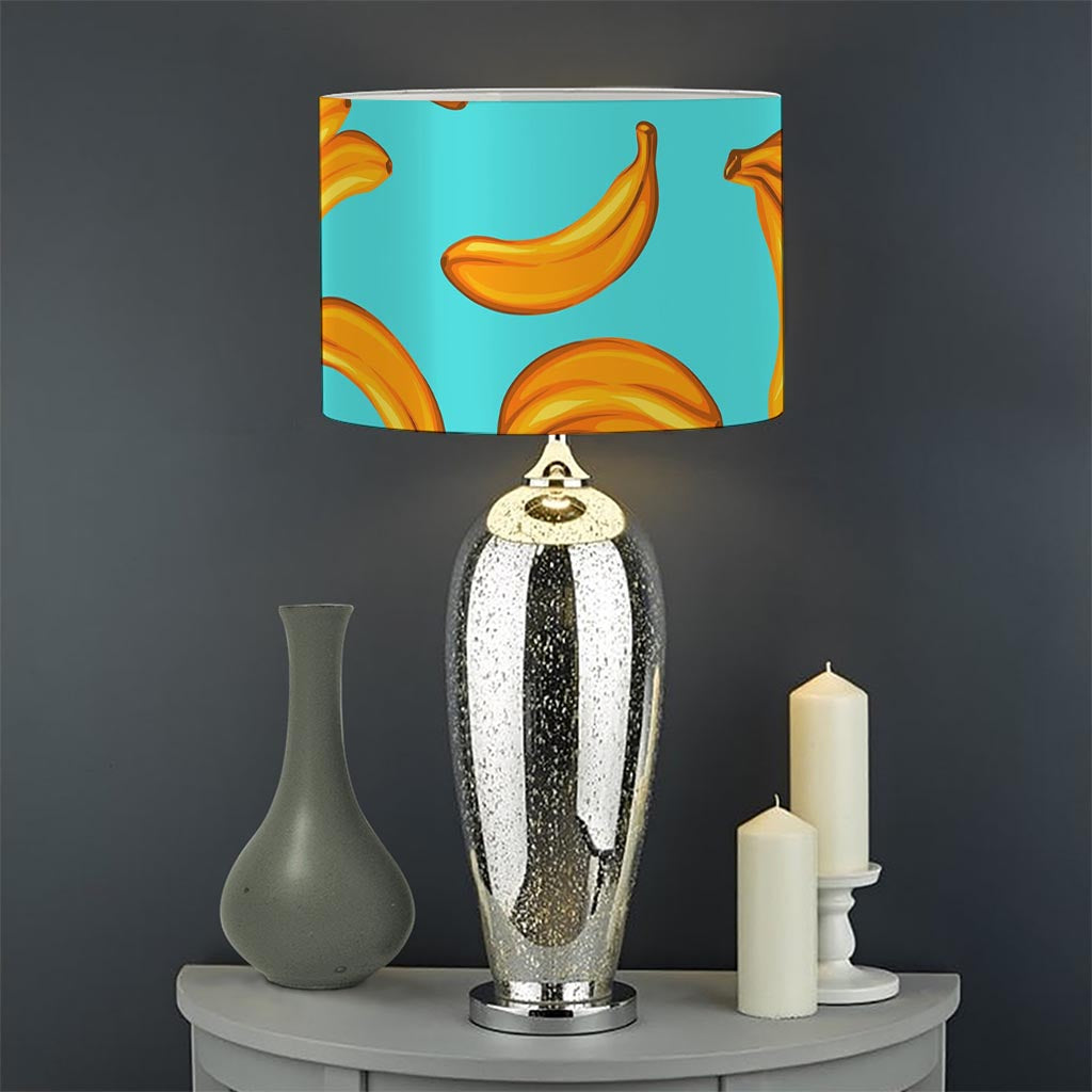 Blue Banana Pattern Print Drum Lamp Shade