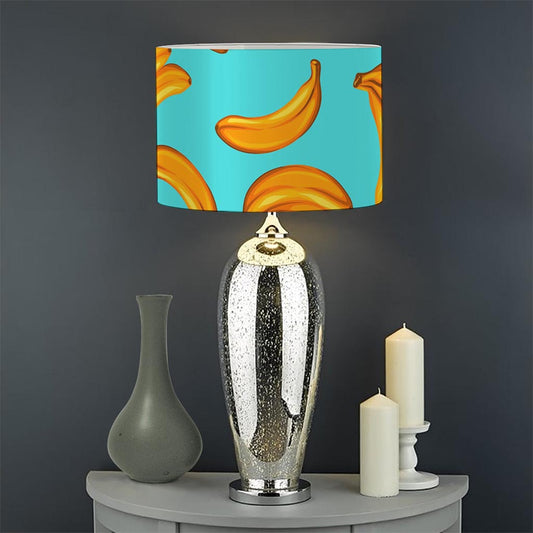 Blue Banana Pattern Print Drum Lamp Shade