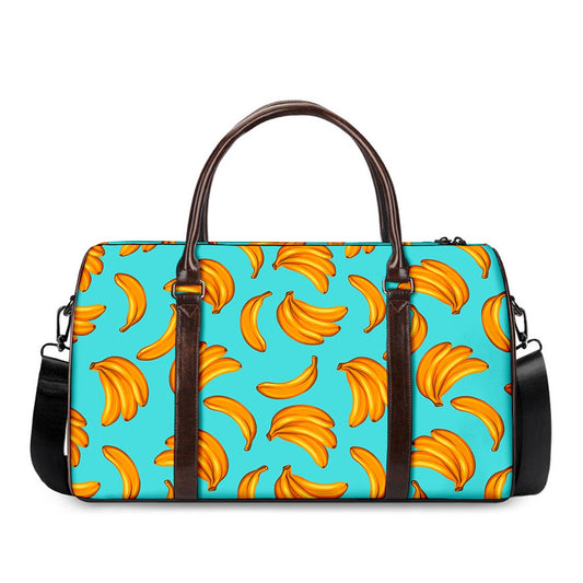 Blue Banana Pattern Print Duffle Bag