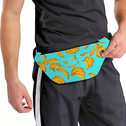 Blue Banana Pattern Print Fanny Pack