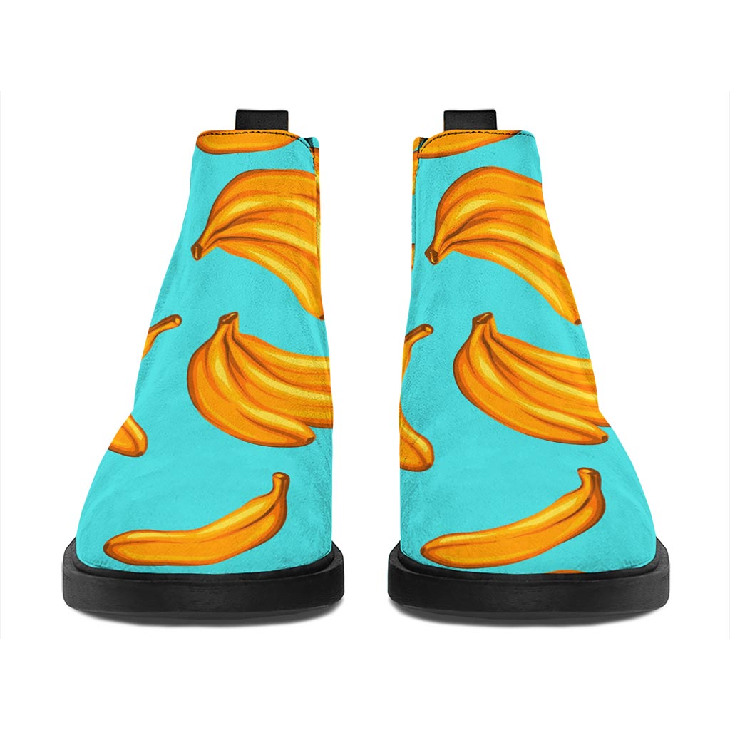 Blue Banana Pattern Print Flat Ankle Boots