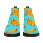 Blue Banana Pattern Print Flat Ankle Boots