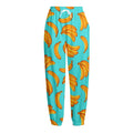 Blue Banana Pattern Print Fleece Lined Knit Pants