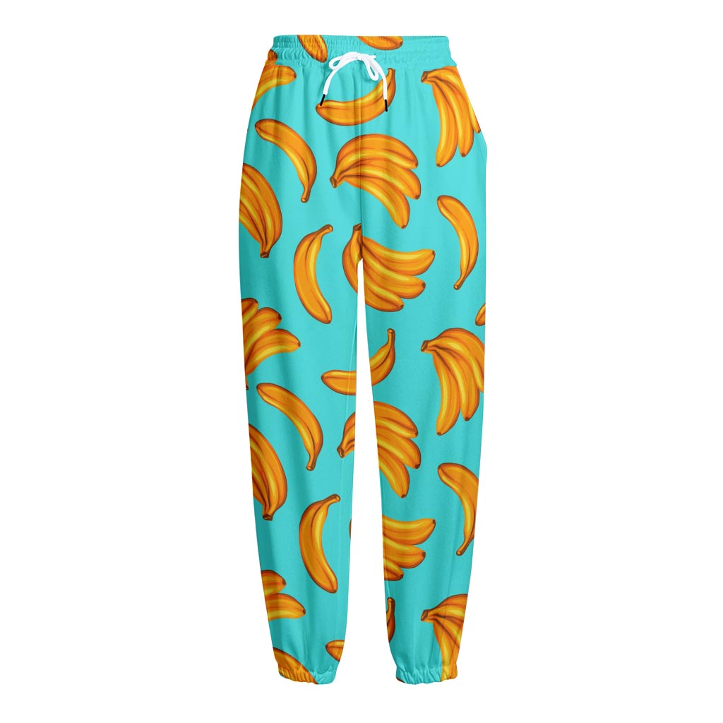 Blue Banana Pattern Print Fleece Lined Knit Pants