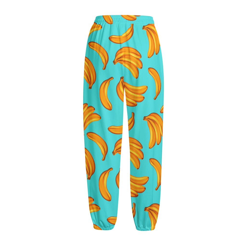 Blue Banana Pattern Print Fleece Lined Knit Pants
