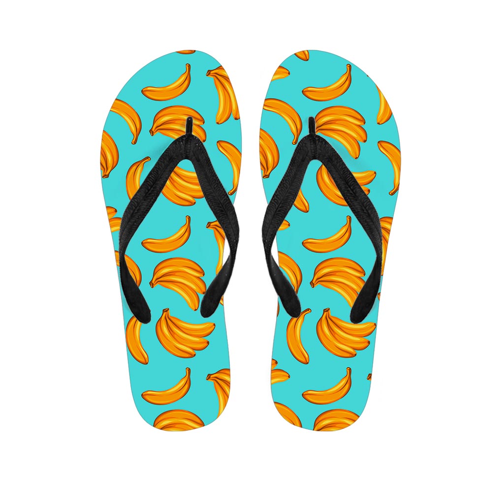 Blue Banana Pattern Print Flip Flops