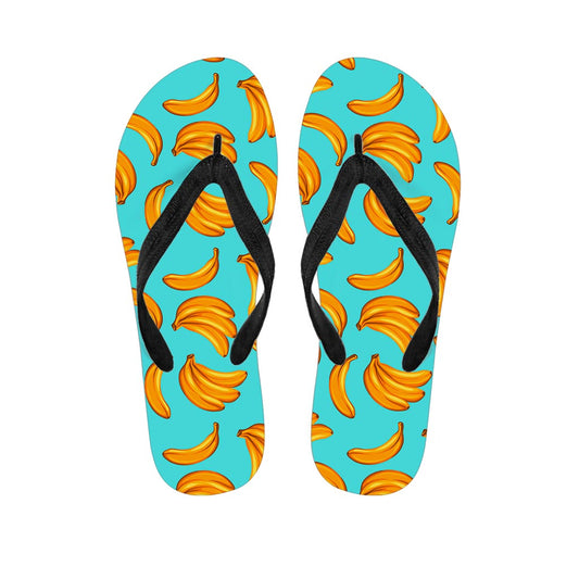 Blue Banana Pattern Print Flip Flops