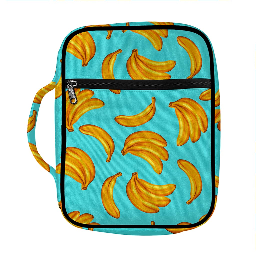 Blue Banana Pattern Print Front Pocket Bible Bag