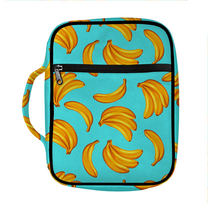 Blue Banana Pattern Print Front Pocket Bible Bag