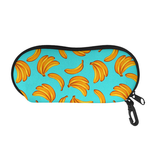 Blue Banana Pattern Print Glasses Case