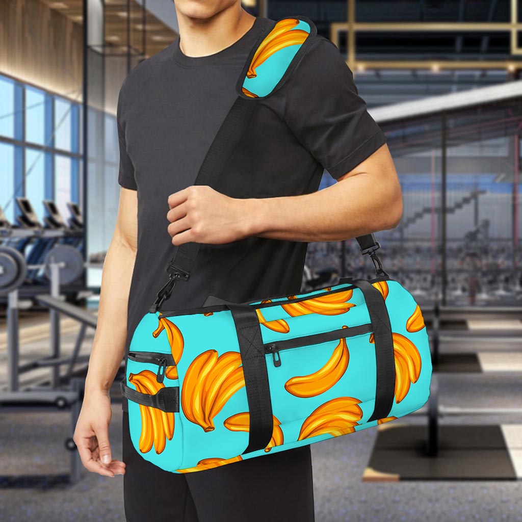 Blue Banana Pattern Print Gym Bag