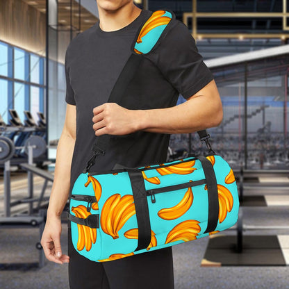 Blue Banana Pattern Print Gym Bag