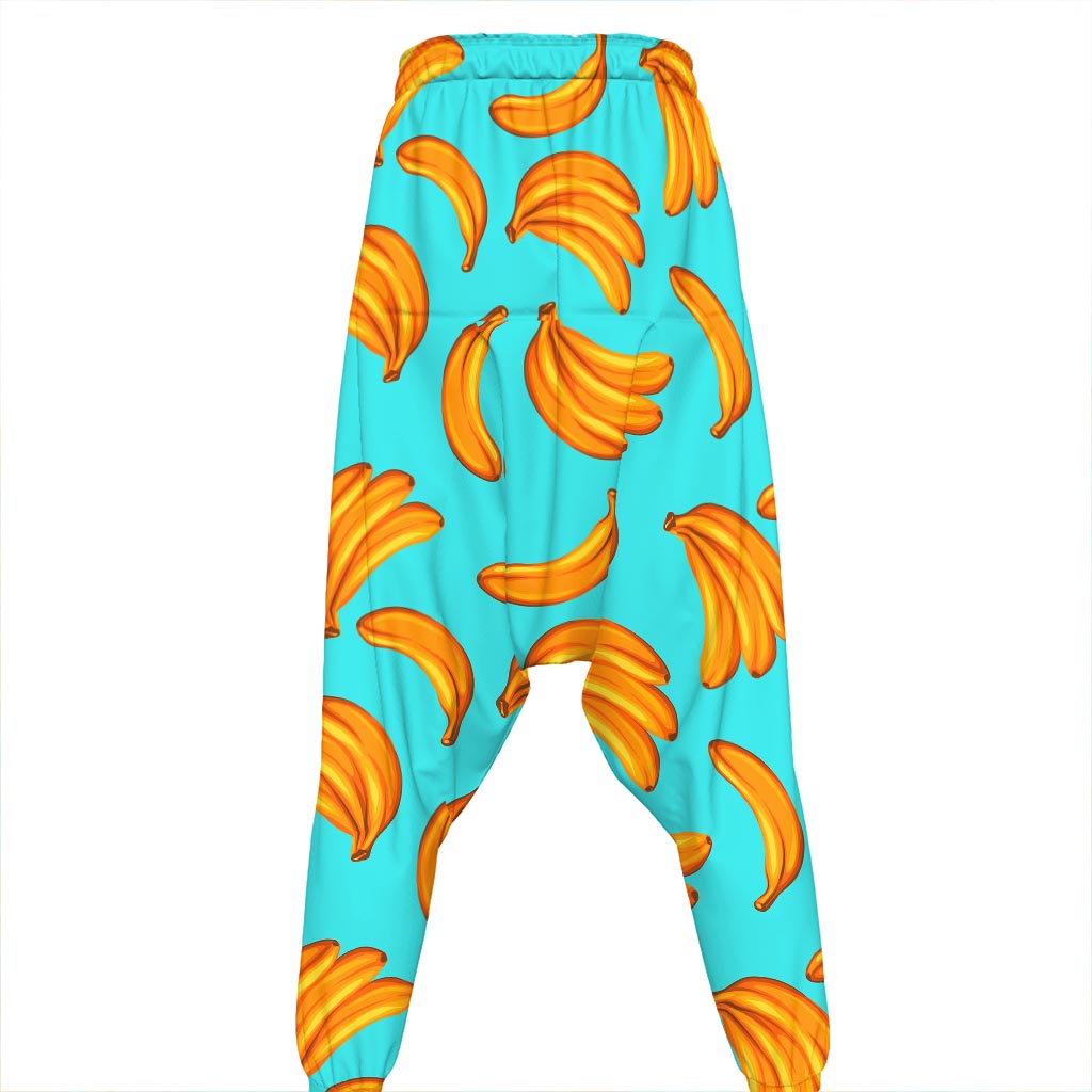 Blue Banana Pattern Print Hammer Pants