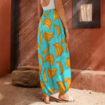 Blue Banana Pattern Print Harem Pants