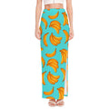 Blue Banana Pattern Print High Slit Maxi Skirt