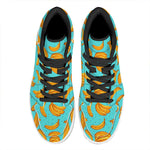 Blue Banana Pattern Print High Top Leather Sneakers