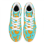 Blue Banana Pattern Print High Top Leather Sneakers