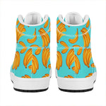 Blue Banana Pattern Print High Top Leather Sneakers