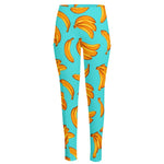 Blue Banana Pattern Print High-Waisted Pocket Leggings