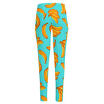 Blue Banana Pattern Print High-Waisted Pocket Leggings