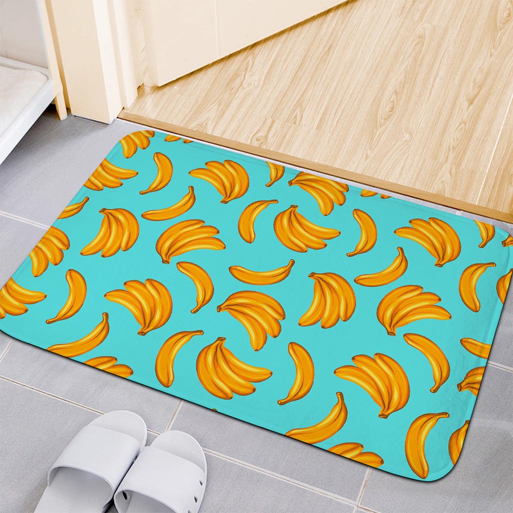 Blue Banana Pattern Print Indoor Door Mat