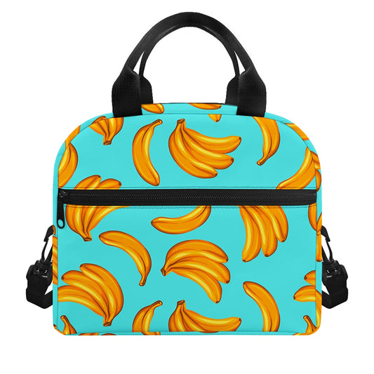 Blue Banana Pattern Print Insulated Lunch Bag