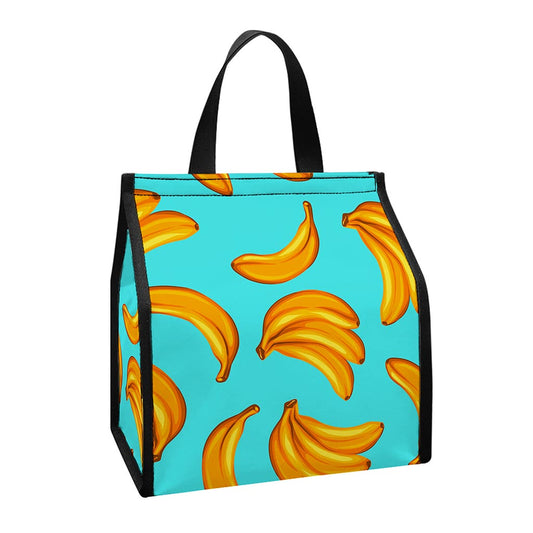 Blue Banana Pattern Print Insulated Lunch Tote