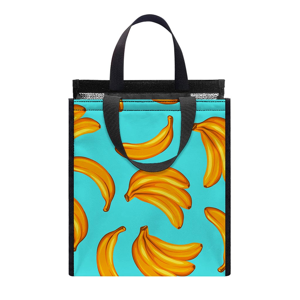 Blue Banana Pattern Print Insulated Lunch Tote
