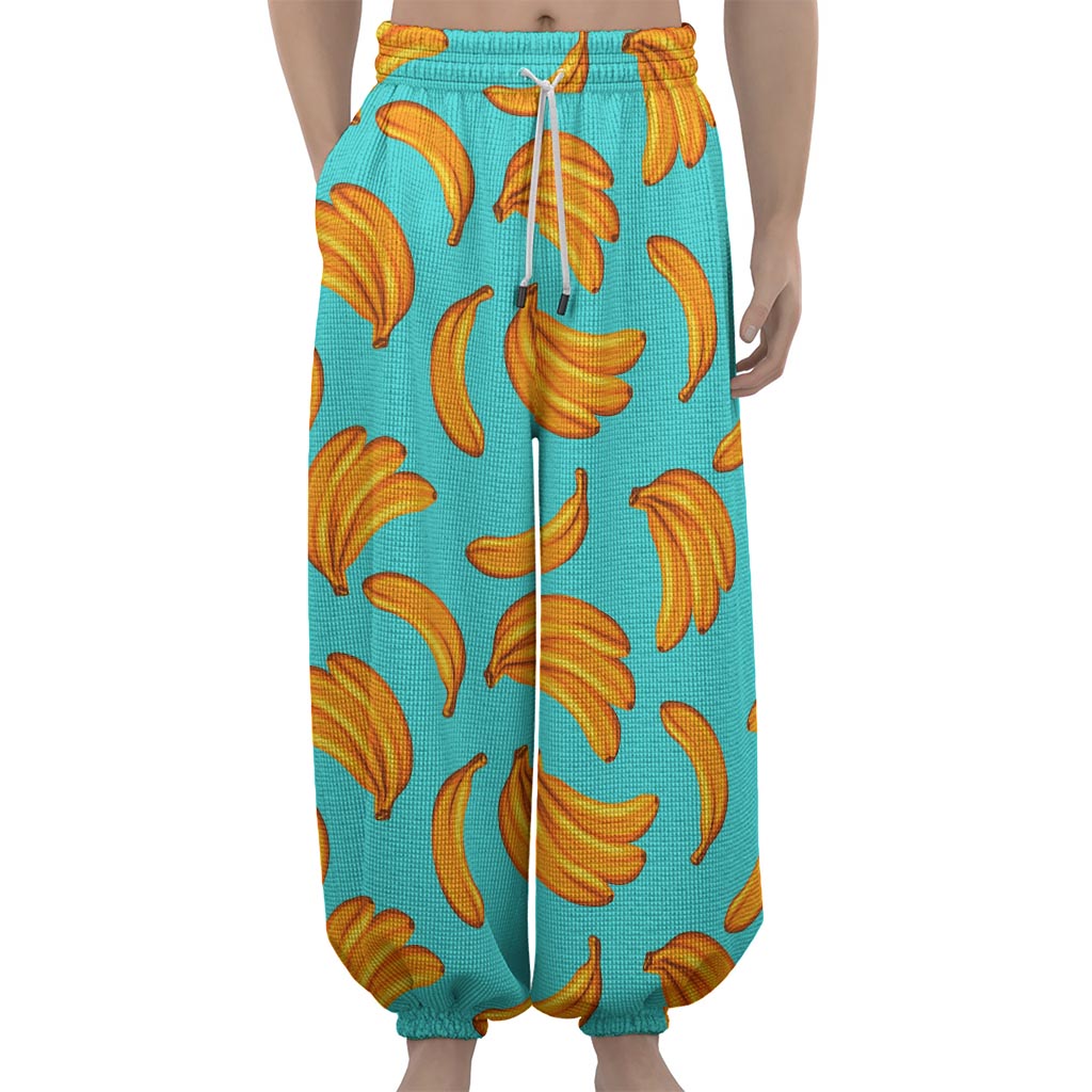 Blue Banana Pattern Print Lantern Pants