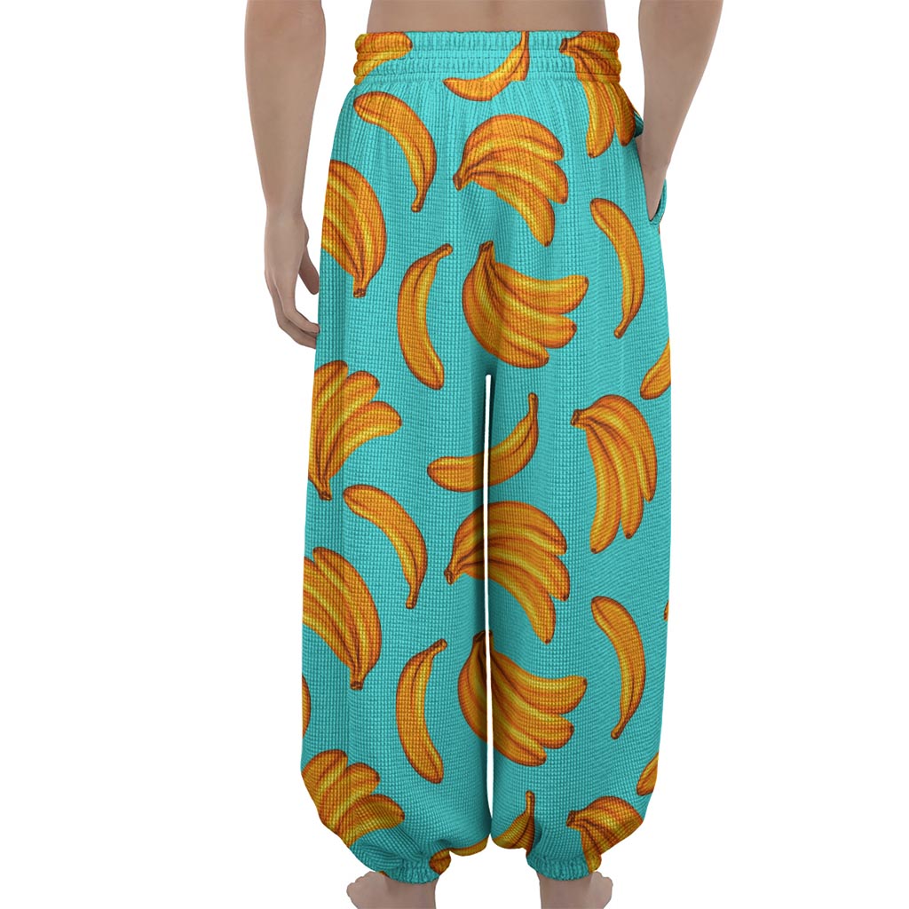 Blue Banana Pattern Print Lantern Pants