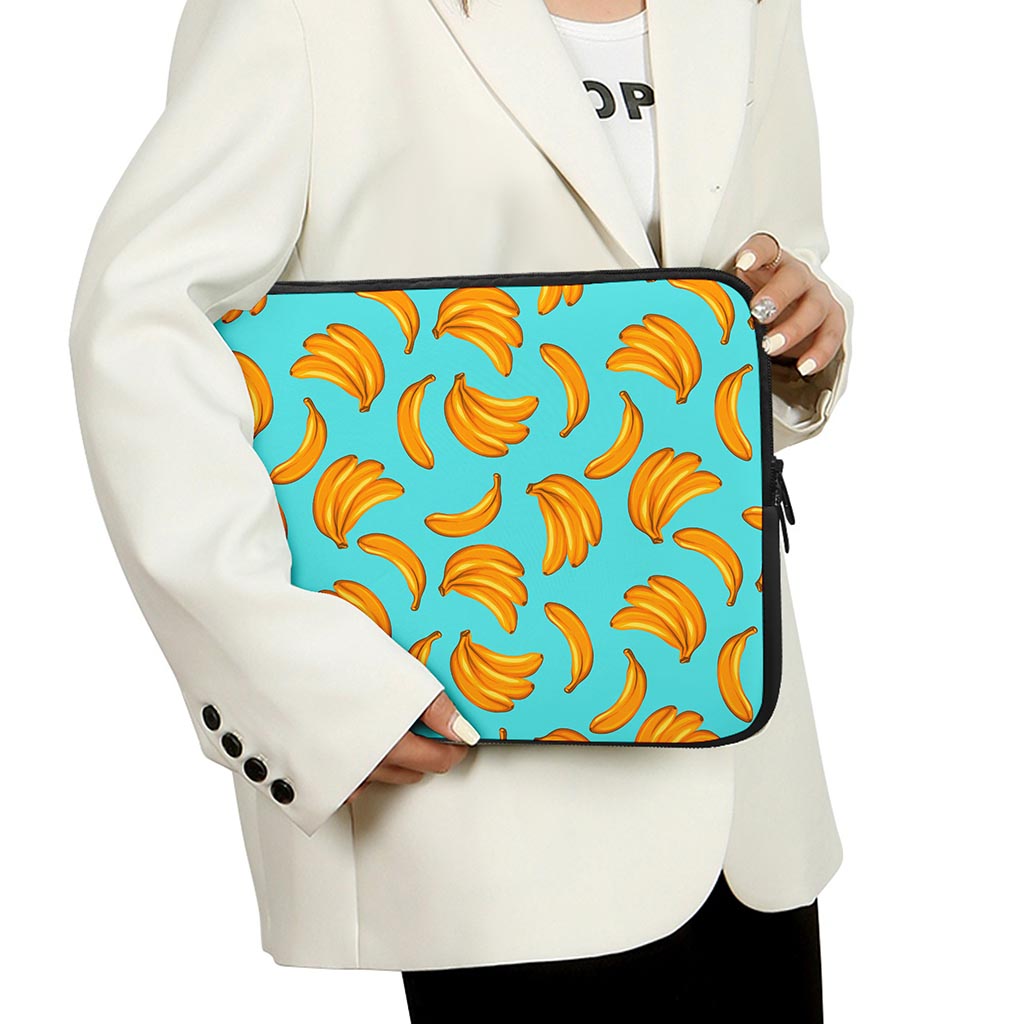 Blue Banana Pattern Print Laptop Sleeve