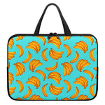 Blue Banana Pattern Print Laptop Sleeve With Handle