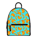 Blue Banana Pattern Print Leather Backpack