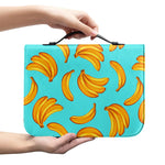 Blue Banana Pattern Print Leather Bible Cover