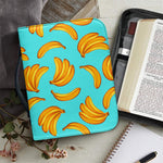 Blue Banana Pattern Print Leather Bible Cover