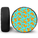 Blue Banana Pattern Print Leather Spare Tire Cover