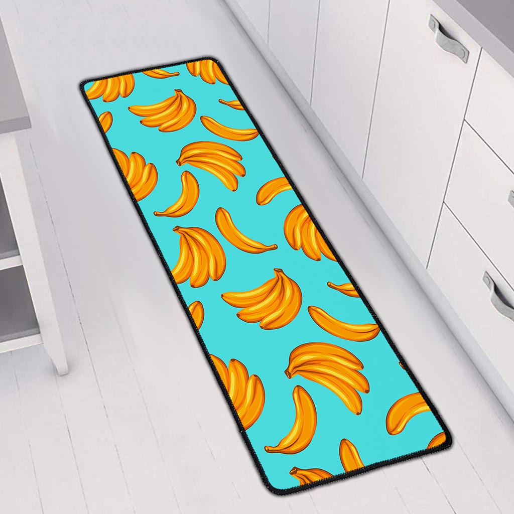 Blue Banana Pattern Print Long Kitchen Mat