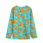 Blue Banana Pattern Print Long Sleeve Short Coat