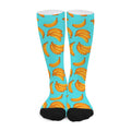 Blue Banana Pattern Print Long Socks