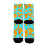 Blue Banana Pattern Print Long Socks