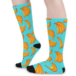 Blue Banana Pattern Print Long Socks