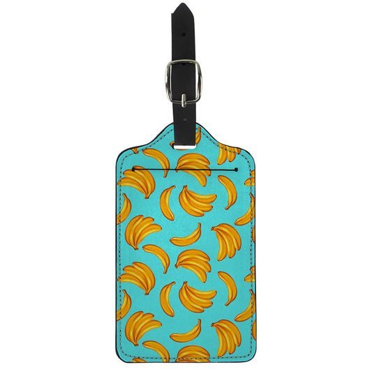 Blue Banana Pattern Print Luggage Tag