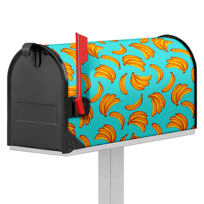 Blue Banana Pattern Print Mailbox Cover
