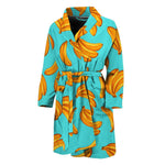 Blue Banana Pattern Print Men's Bathrobe