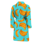 Blue Banana Pattern Print Men's Bathrobe