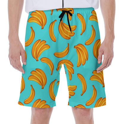 Blue Banana Pattern Print Men's Beach Shorts